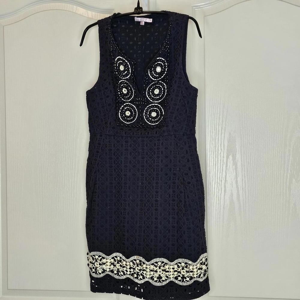 Calypso Navy Embroidered Summer Dress